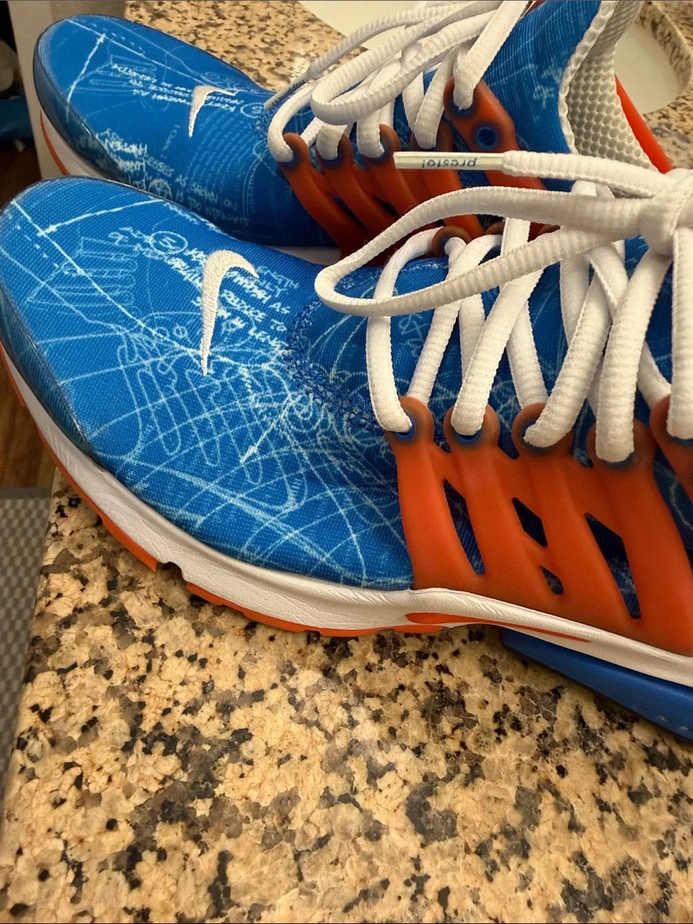 Nike Kids Blue and Orange Athletic Sneakers with White Laces